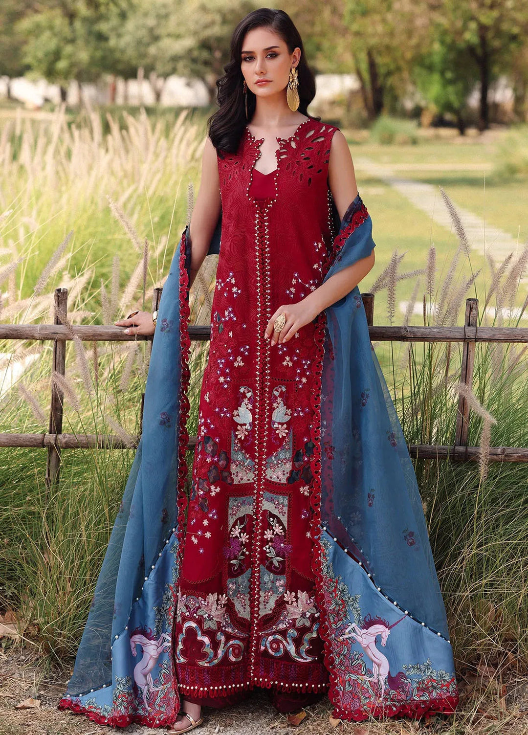 Afrozeh Embroidered Lawn Suits Unstitched 3 Piece AF25UL25 D-04 Glacis - Luxury Collection