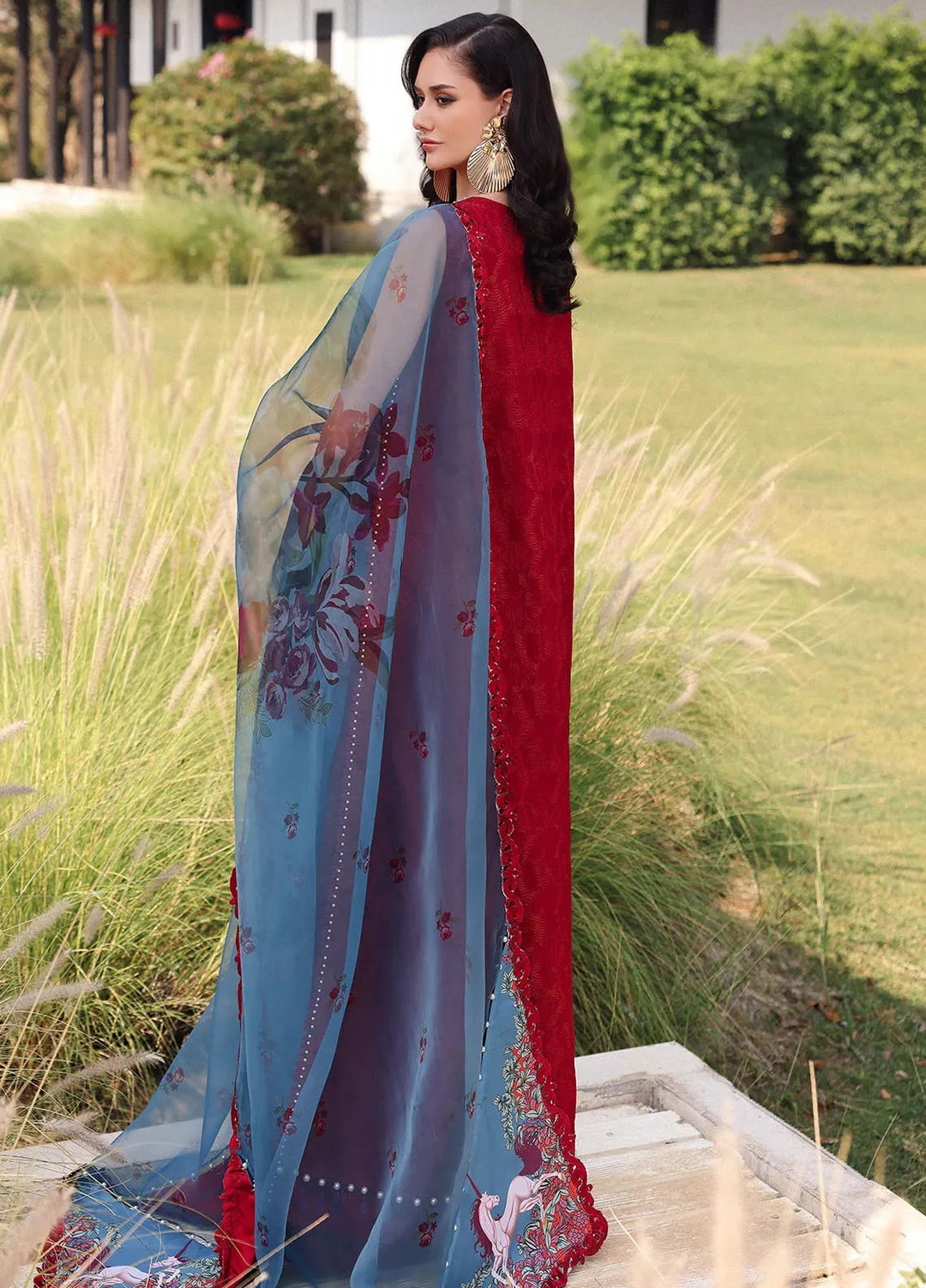 Afrozeh Embroidered Lawn Suits Unstitched 3 Piece AF25UL25 D-04 Glacis - Luxury Collection