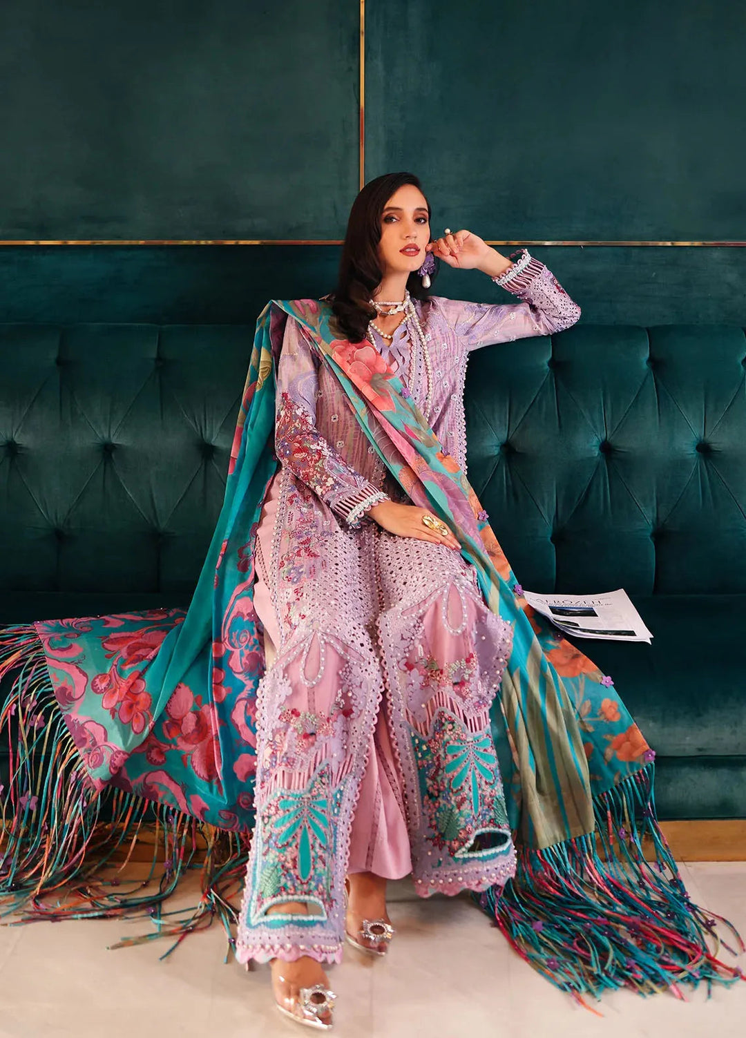 Afrozeh Embroidered Lawn Suits Unstitched 3 Piece AF25UL25 D-08 Chrysa - Luxury Collection