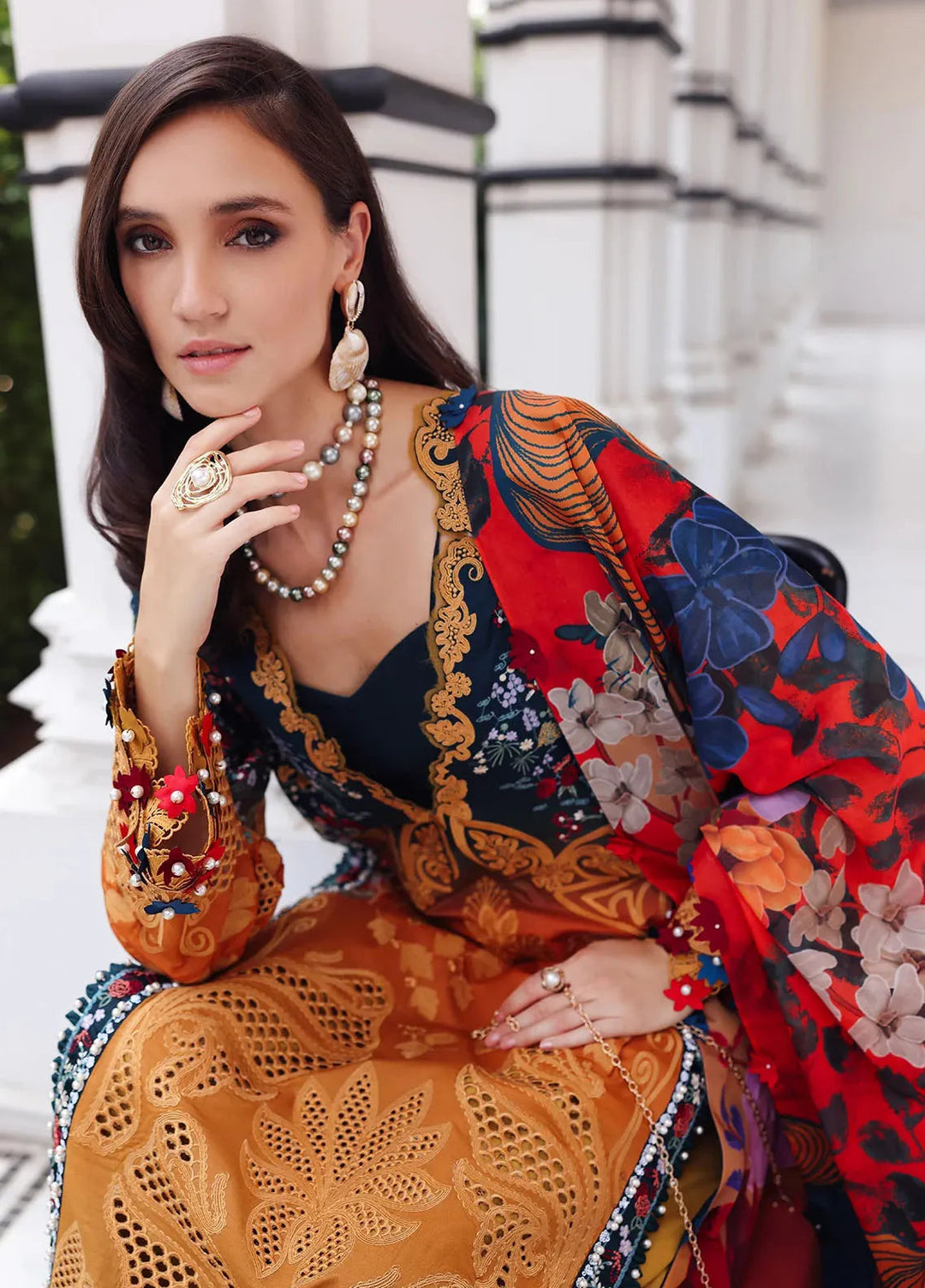 Afrozeh Embroidered Lawn Suits Unstitched 3 Piece AF25UL25 D-09 Halacy - Luxury Collection