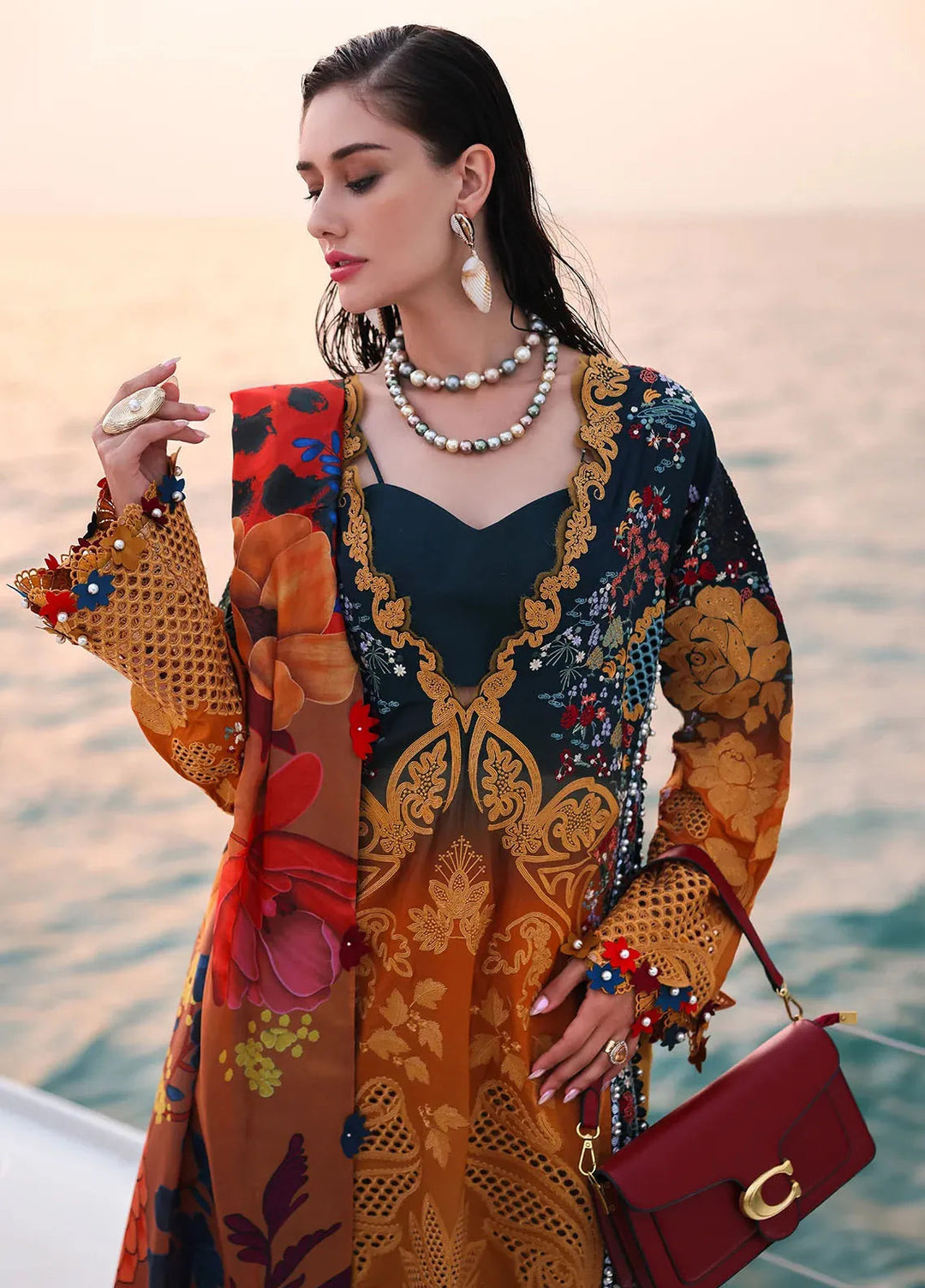 Afrozeh Embroidered Lawn Suits Unstitched 3 Piece AF25UL25 D-09 Halacy - Luxury Collection