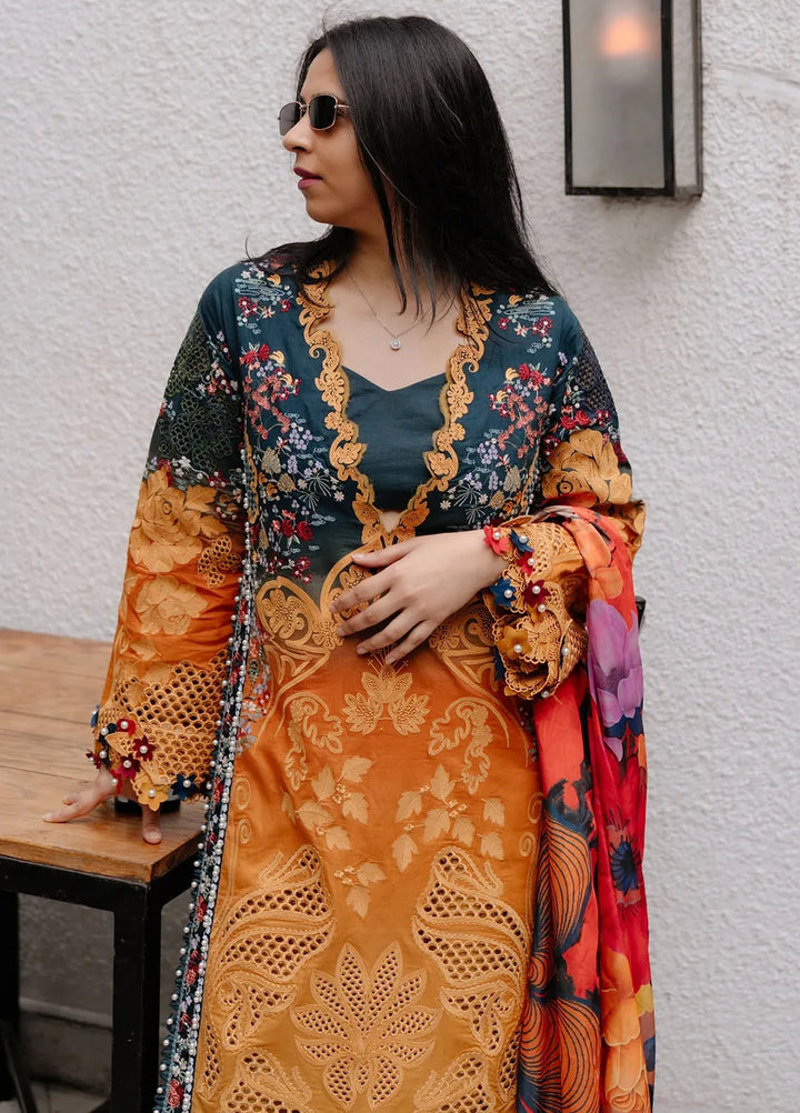 Afrozeh Embroidered Lawn Suits Unstitched 3 Piece AF25UL25 D-09 Halacy - Luxury Collection