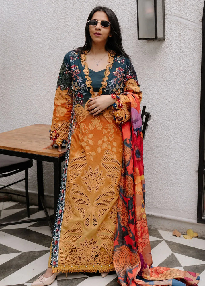 Afrozeh Embroidered Lawn Suits Unstitched 3 Piece AF25UL25 D-09 Halacy - Luxury Collection