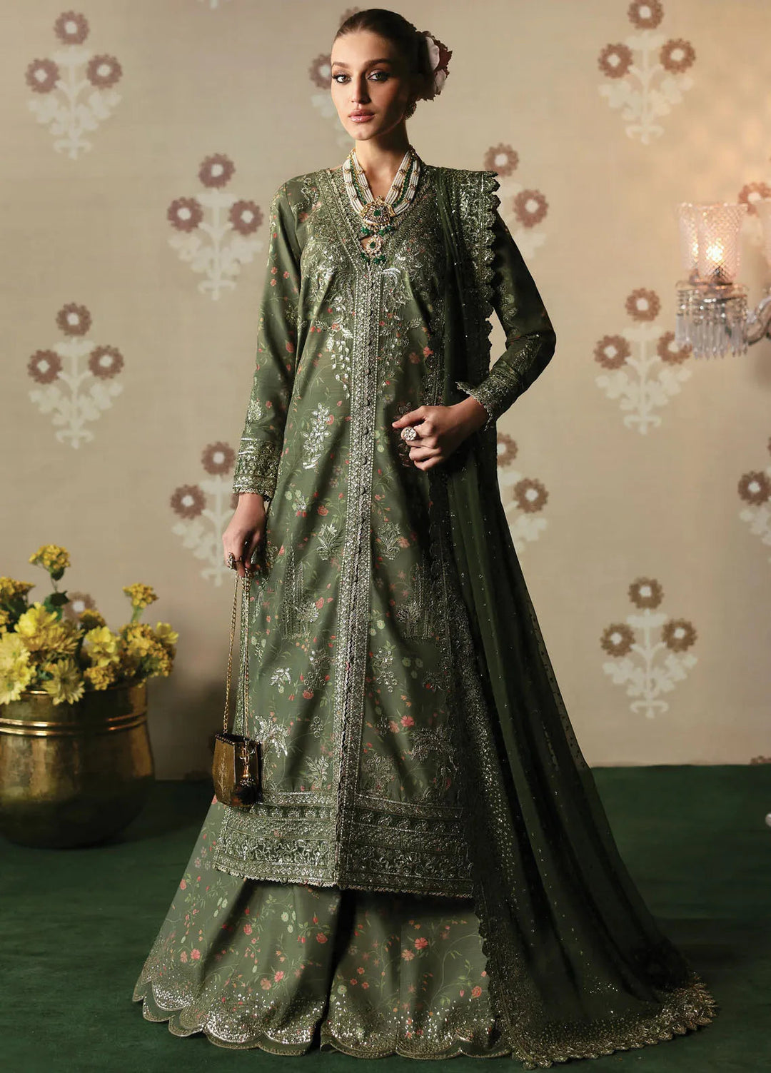 Afrozeh Embroidered Silk Suits Unstitched 3 Piece AF25DS D-05 Zeba - Formals Collection
