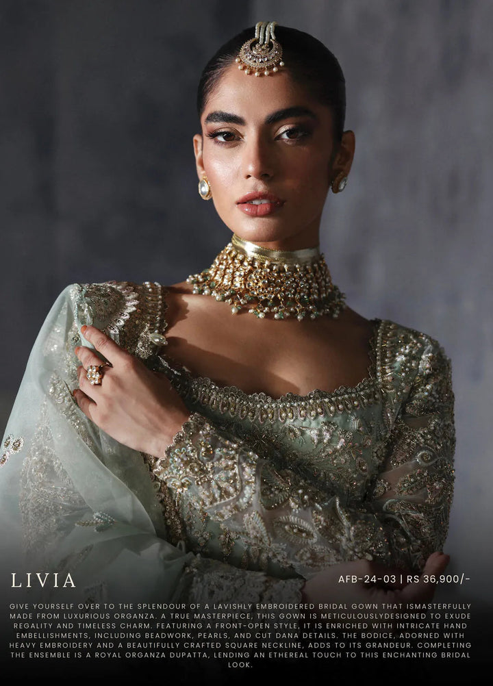 Afrozeh Embroidered Suits Unstitched 3 Piece D-03 Livia - Bridal Collection