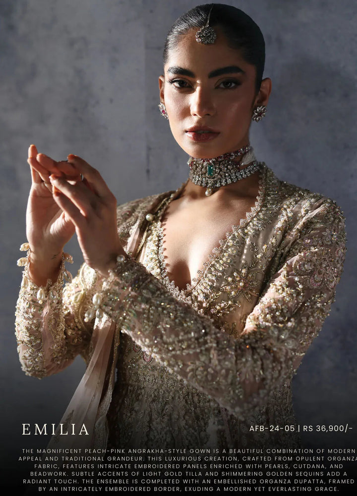 Afrozeh Embroidered Suits Unstitched 3 Piece D-05 Emilia - Bridal Collection