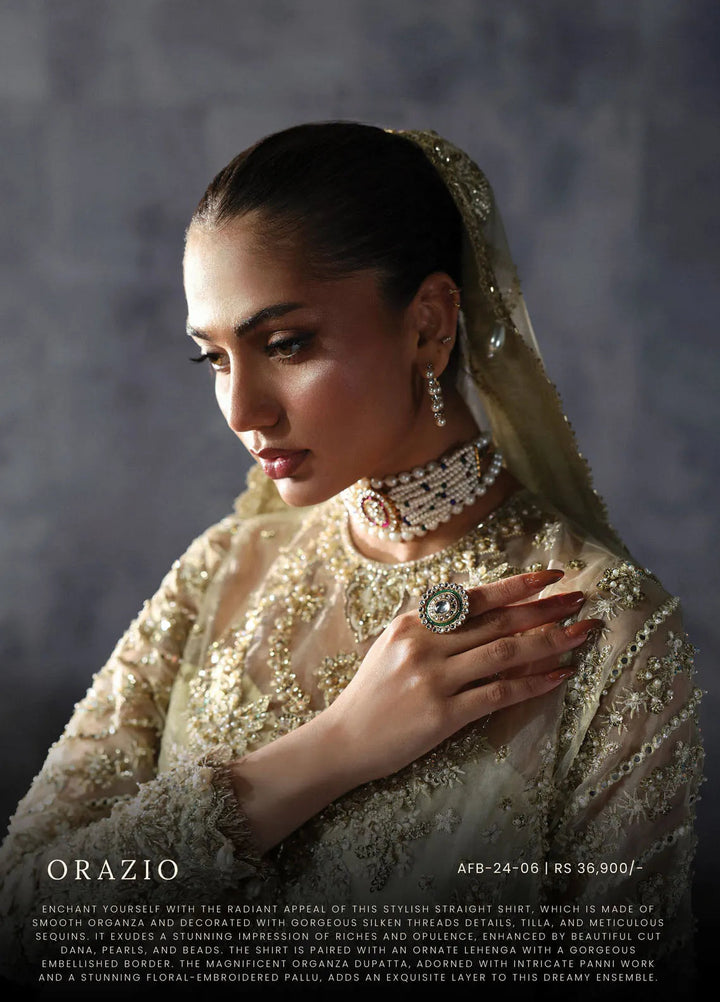 Afrozeh Embroidered Suits Unstitched 3 Piece D-06 Orazio - Bridal Collection