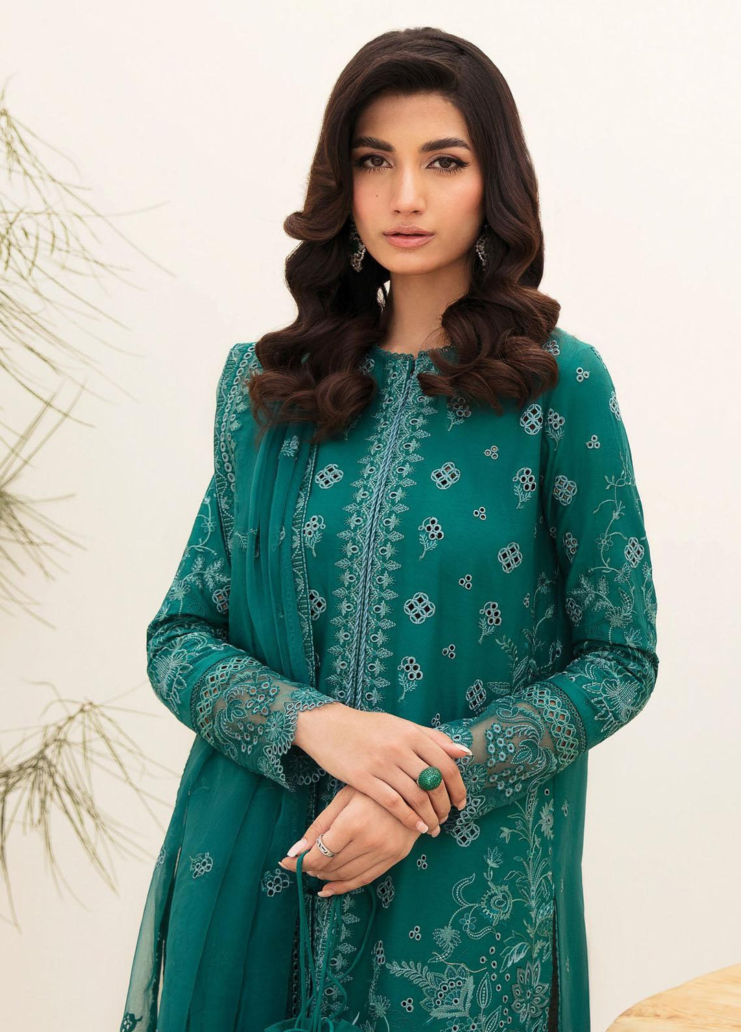 Afrozeh Embroidered Lawn Suits Unstitched 3 Piece AF23FC AL-23-V3-04 Tiffany Blue - Festive Collection