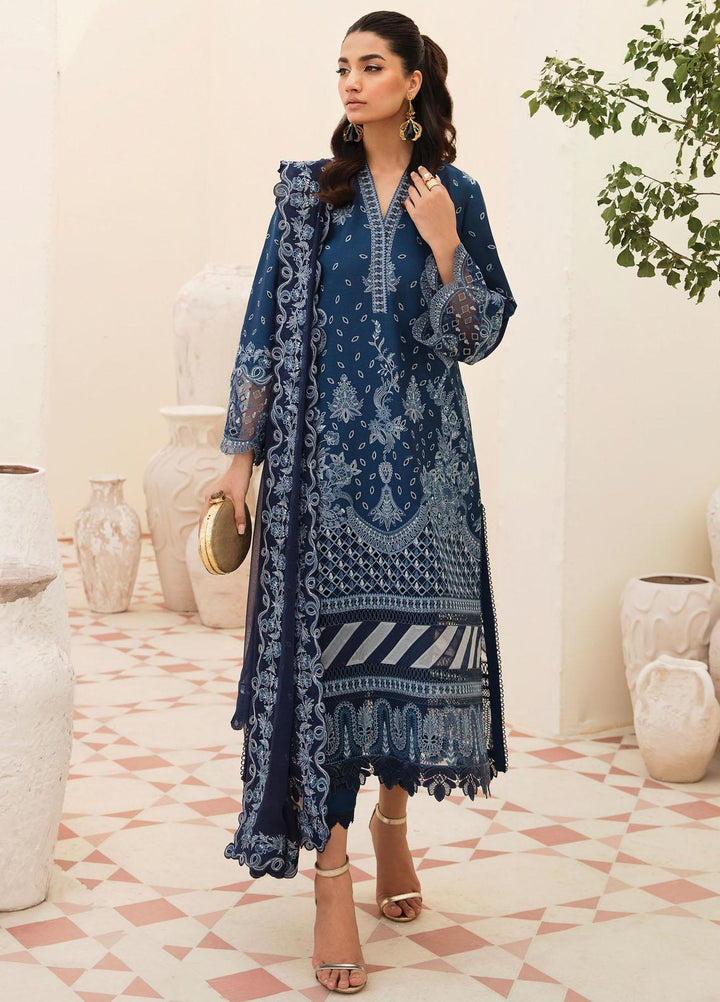 Afrozeh Embroidered Lawn Suits Unstitched 3 Piece AF23FC AL-23-V3-09 Azure - Festive Collection