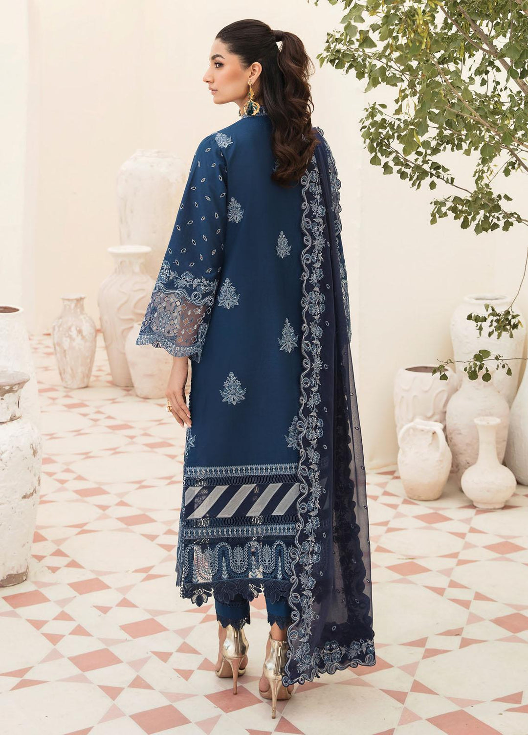 Afrozeh Embroidered Lawn Suits Unstitched 3 Piece AF23FC AL-23-V3-09 Azure - Festive Collection