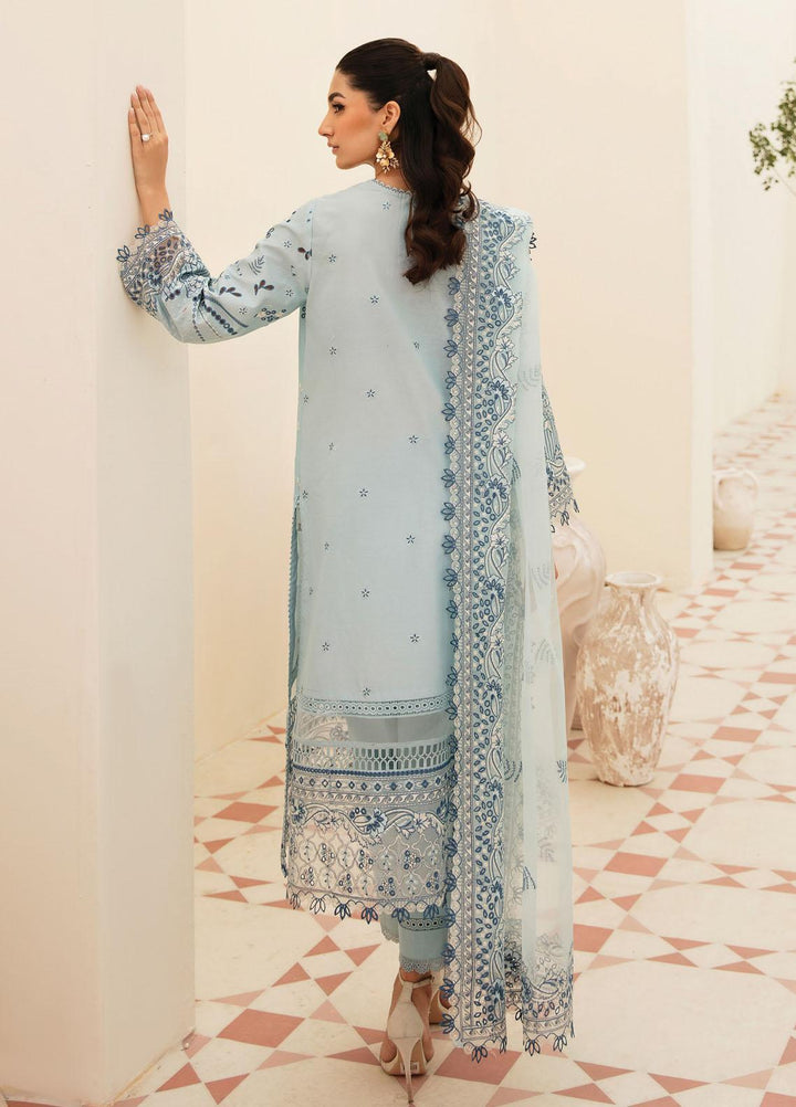 Afrozeh Embroidered Lawn Suits Unstitched 3 Piece AF23FC AL-23-V3-10 Power Blue - Festive Collection