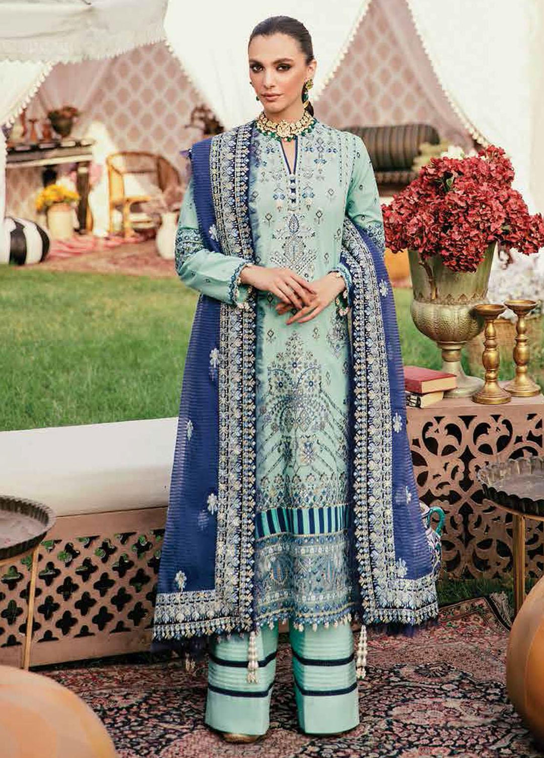 Gul Bahar By Afrozeh Embroidered Lawn Suits Unstitched 3 Piece AF22GB 08 Heriz - Festive Collection