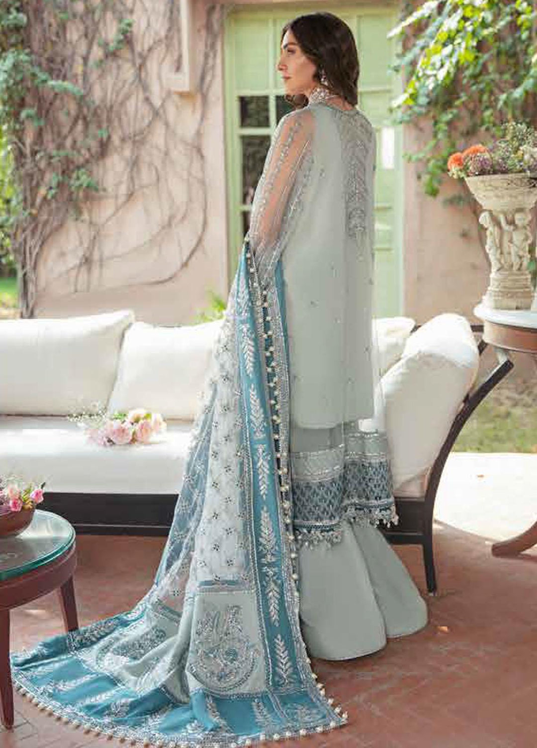 Afrozeh Embroidered Net Suits Unstitched 3 Piece AF21HW AZURI - Formals Wedding  Collection
