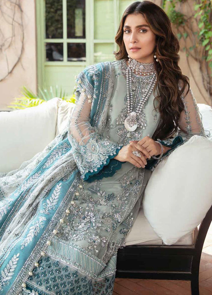 Afrozeh Embroidered Net Suits Unstitched 3 Piece AF21HW AZURI - Formals Wedding  Collection