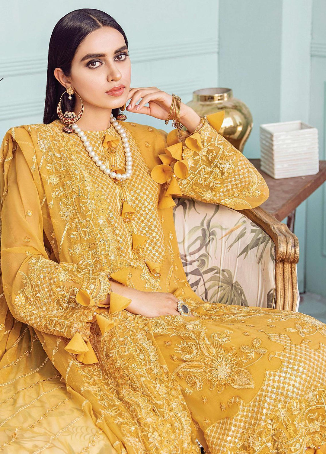 Afrozeh Embroidered Chiffon Suits Unstitched 3 Piece AF21LF 01-ABLAZE - Summer Collection