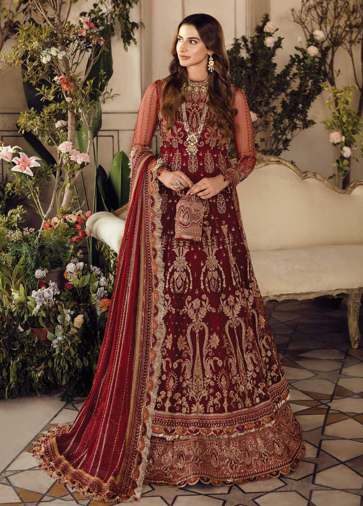 La Fuchsia By Afrozeh Embroidered Net Suits Unstitched 3 Piece AF22WD 01 Sienna - Wedding Collection