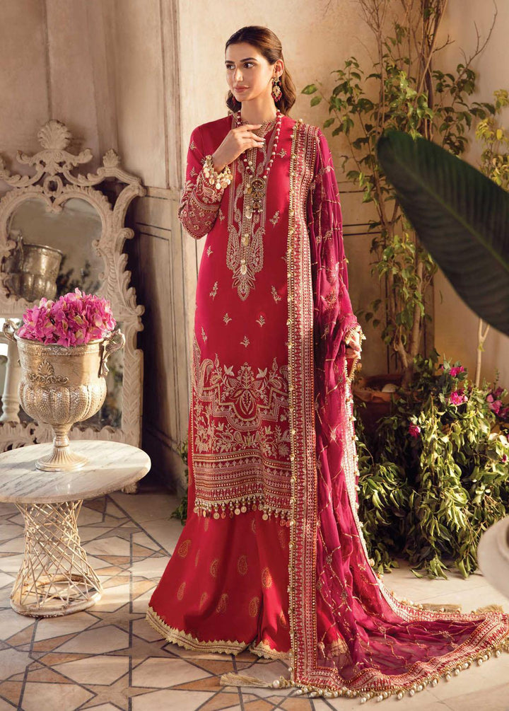 La Fuchsia By Afrozeh Embroidered Raw Silk Suits Unstitched 3 Piece AF22WD 09 Zinnia - Wedding Collection