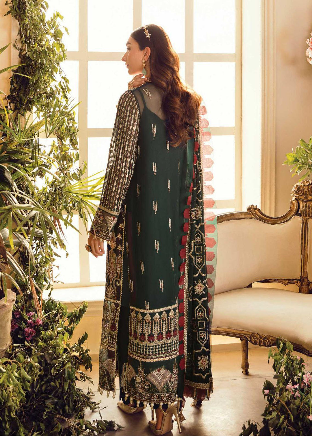 La Fuchsia By Afrozeh Embroidered Chiffon Suits Unstitched 3 Piece AF22WD 10 Laurel - Wedding Collection