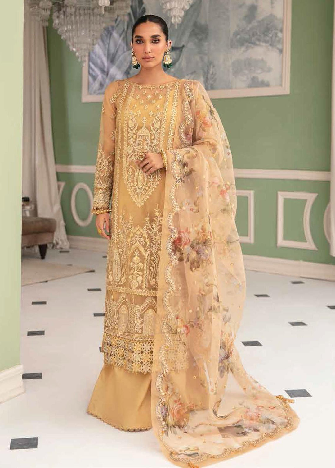 La Fuschsia By Afrozeh Embroidered Organza Suits Unstitched 3 Piece AF23LF 002 Delaine - Festive Collection