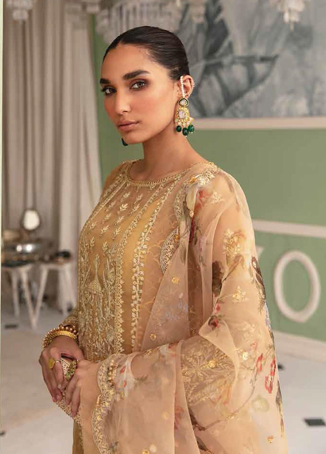 La Fuschsia By Afrozeh Embroidered Organza Suits Unstitched 3 Piece AF23LF 002 Delaine - Festive Collection