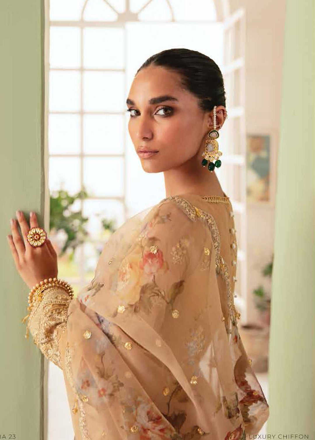 La Fuschsia By Afrozeh Embroidered Organza Suits Unstitched 3 Piece AF23LF 002 Delaine - Festive Collection