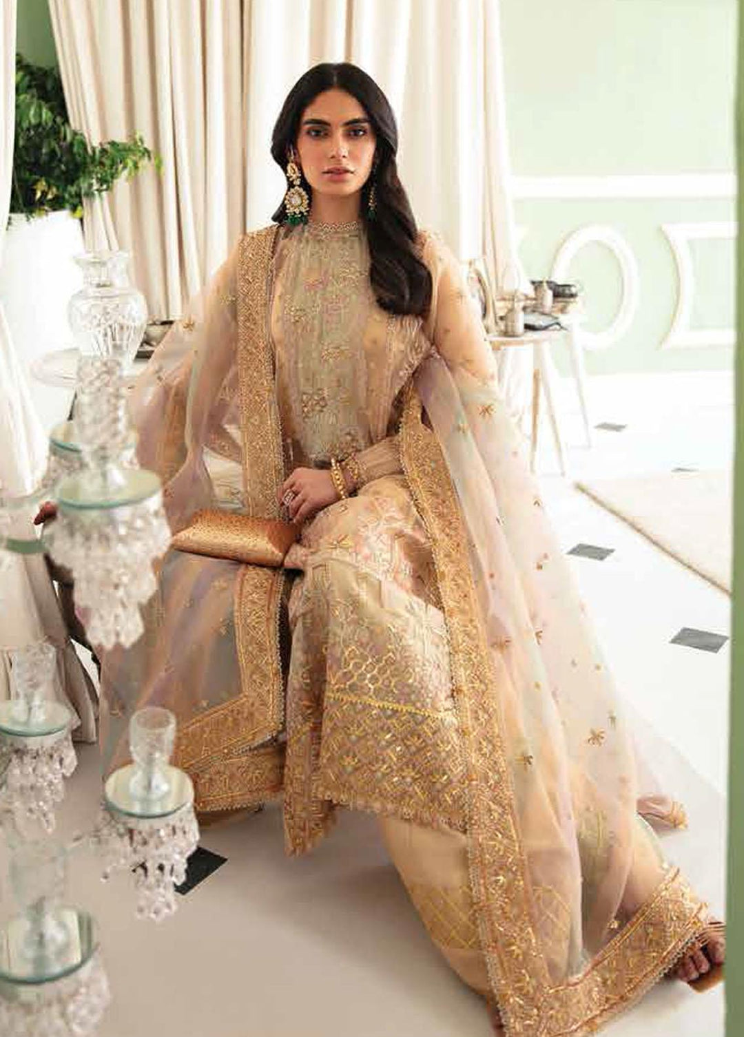 La Fuschsia By Afrozeh Embroidered Organza Suits Unstitched 3 Piece AF23LF 003 Celeste - Festive Collection