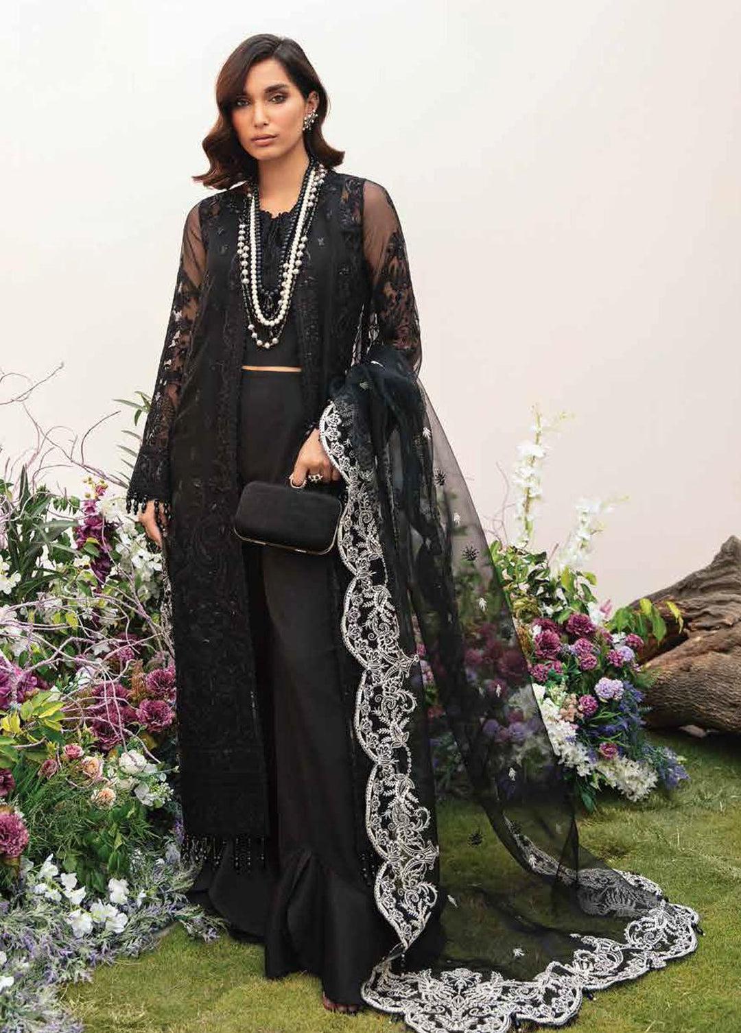 La Fuschsia By Afrozeh Embroidered Organza Suits Unstitched 3 Piece AF23LF 005 Kiera - Festive Collection