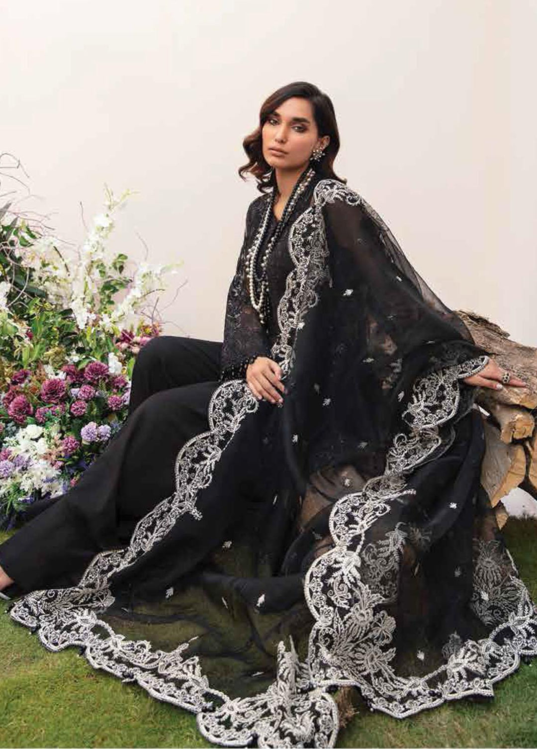 La Fuschsia By Afrozeh Embroidered Organza Suits Unstitched 3 Piece AF23LF 005 Kiera - Festive Collection