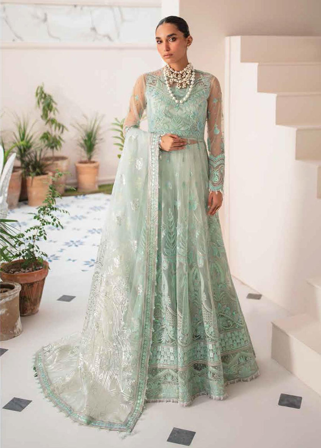 La Fuschsia By Afrozeh Embroidered Net Suits Unstitched 3 Piece AF23LF 006 Della - Festive Collection