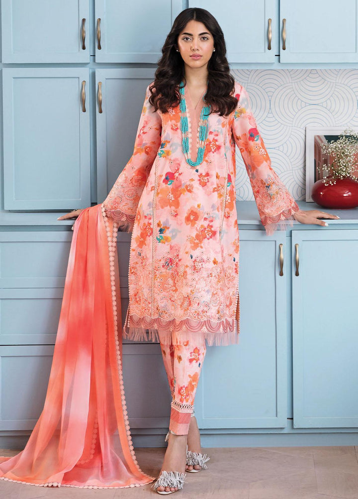 Afrozeh Embroidered Lawn Suits Unstitched 3 Piece AF23P Coral Crush - Summer Collection