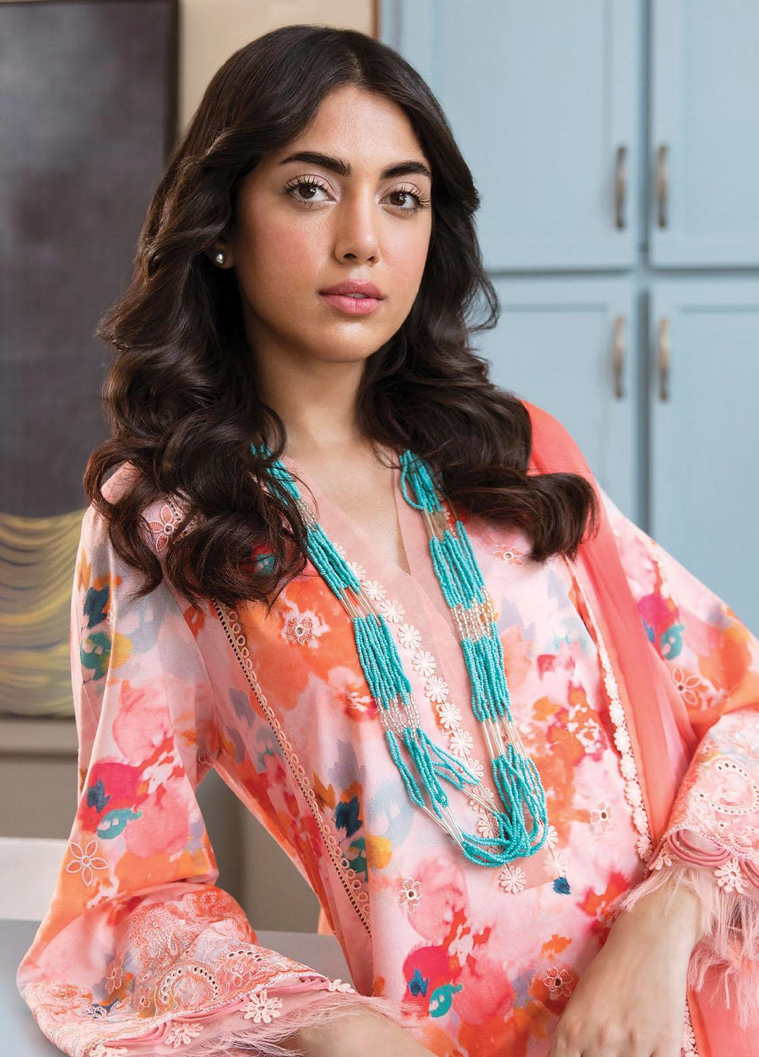 Afrozeh Embroidered Lawn Suits Unstitched 3 Piece AF23P Coral Crush - Summer Collection