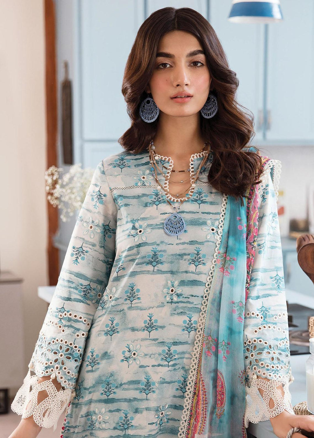 Afrozeh Embroidered Lawn Suits Unstitched 3 Piece AF23P Ocean Dream - Summer Collection