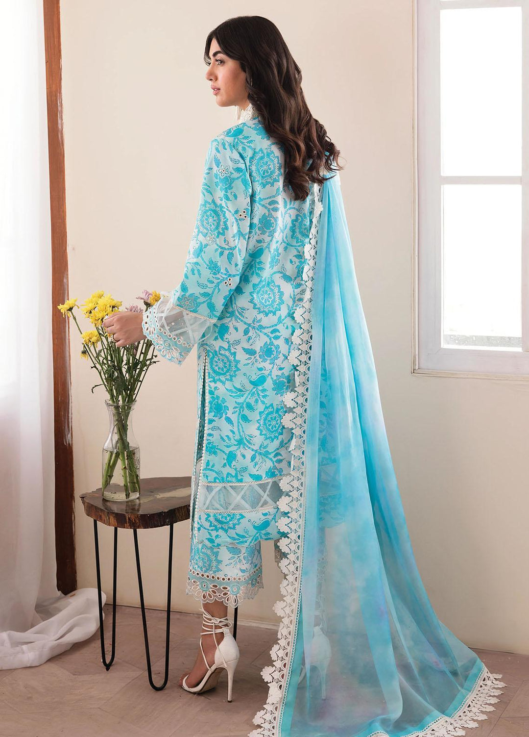 Afrozeh Embroidered Lawn Suits Unstitched 3 Piece AF23P Blue Lagoon - Summer Collection