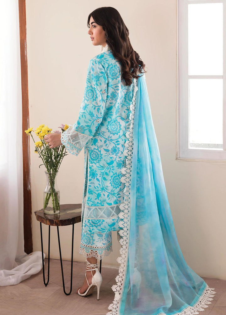 Afrozeh Embroidered Lawn Suits Unstitched 3 Piece AF23P Blue Lagoon - Summer Collection