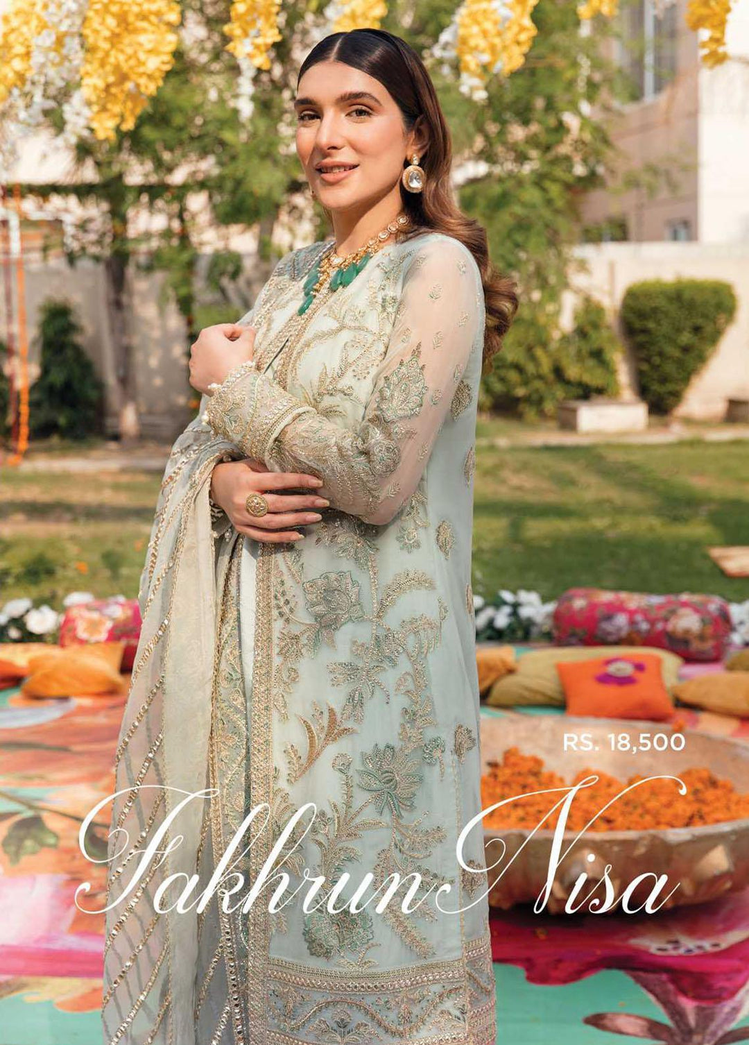 Shehnai By Afrozeh Embroidered Chiffon Suits Unstitched 3 Piece AF22WF AS-22-03 FAKHAR UN NISA - Wedding Formals Collection