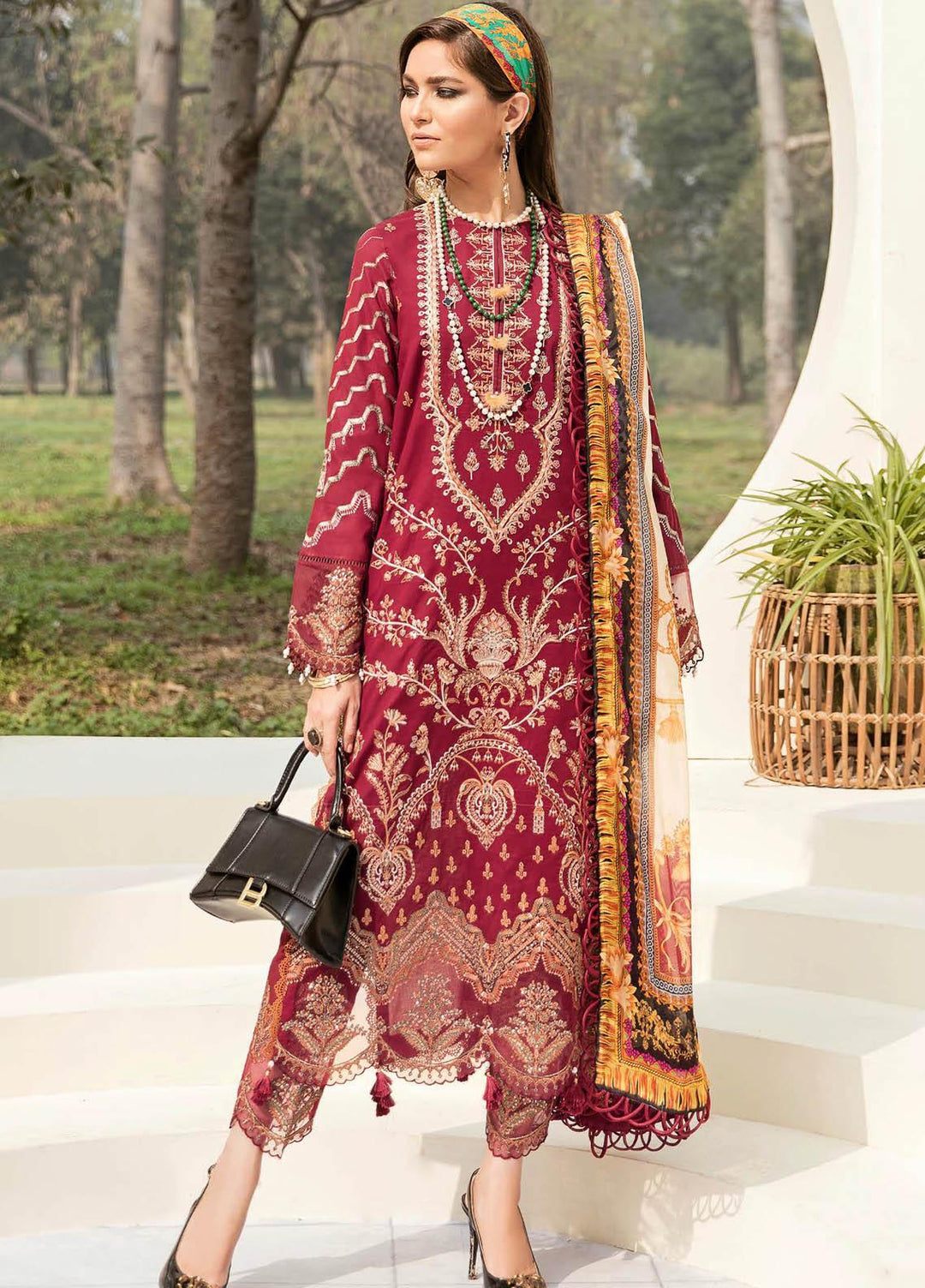 Afrozeh Embroidered Lawn Suits Unstitched 3 Piece AF21SS 05-SCARLET DIVE - Summer Collection