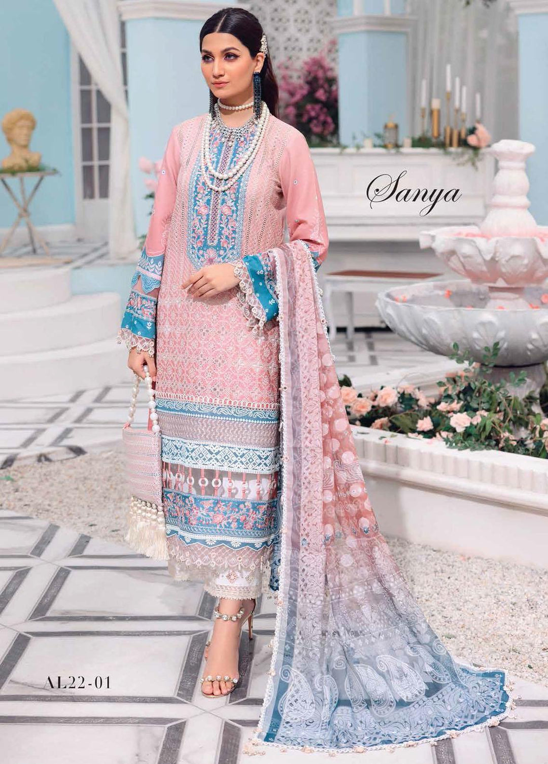 Afsana By Anaya Embroidered Lawn Suits Unstitched 3 Piece AKC22A AL22-01 Sanya - Luxury Collection