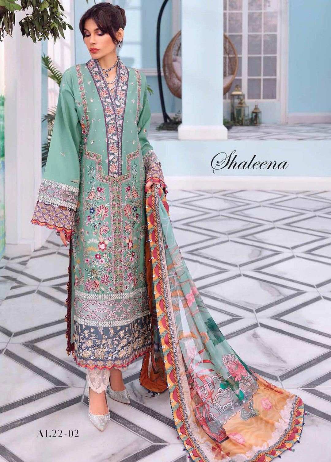 Afsana By Anaya Embroidered Lawn Suits Unstitched 3 Piece AKC22A AL22-02 Shaleena - Luxury Collection