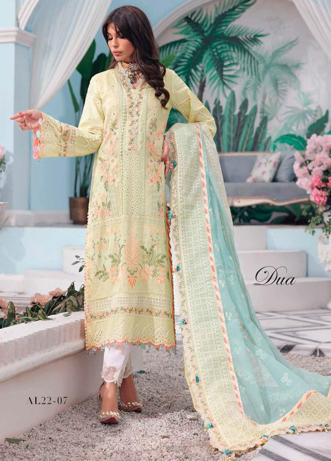 Afsana By Anaya Embroidered Lawn Suits Unstitched 3 Piece AKC22A AL22-07 Dua - Luxury Collection