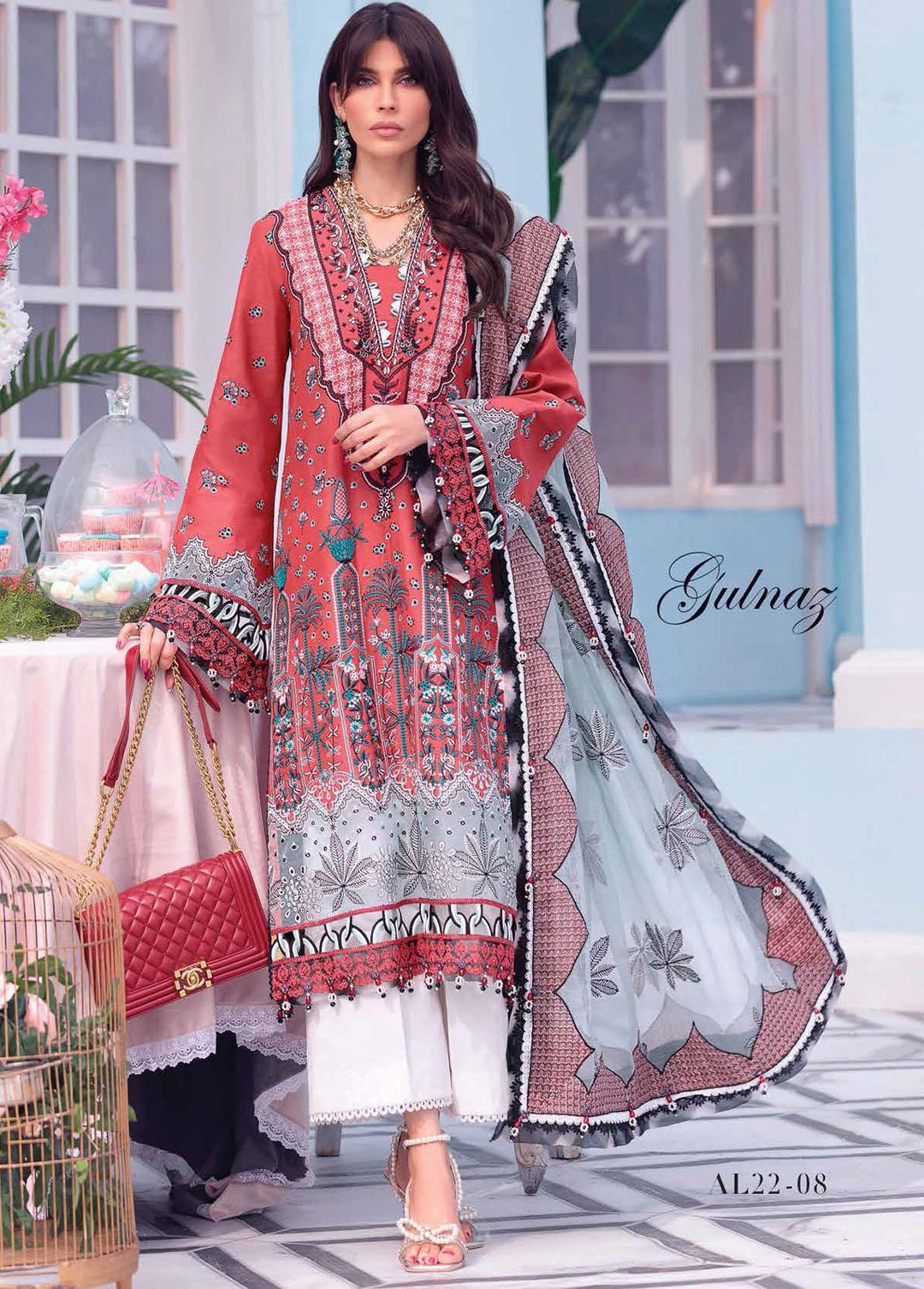 Afsana By Anaya Embroidered Lawn Suits Unstitched 3 Piece AKC22A AL22-08 Gulnaz - Luxury Collection