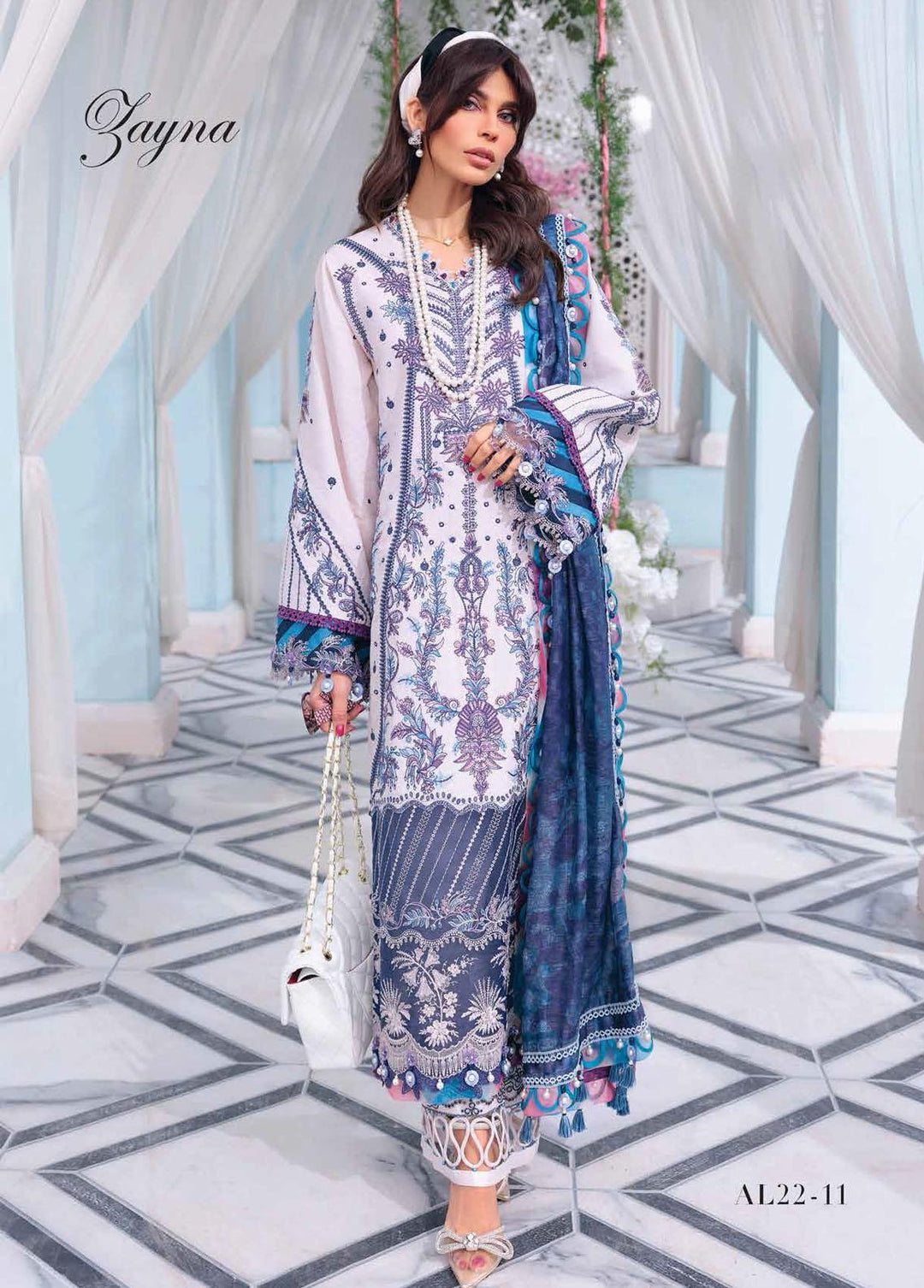 Afsana By Anaya Embroidered Dobby Suits Unstitched 3 Piece AKC22A AL22-11 Zayna - Luxury Collection