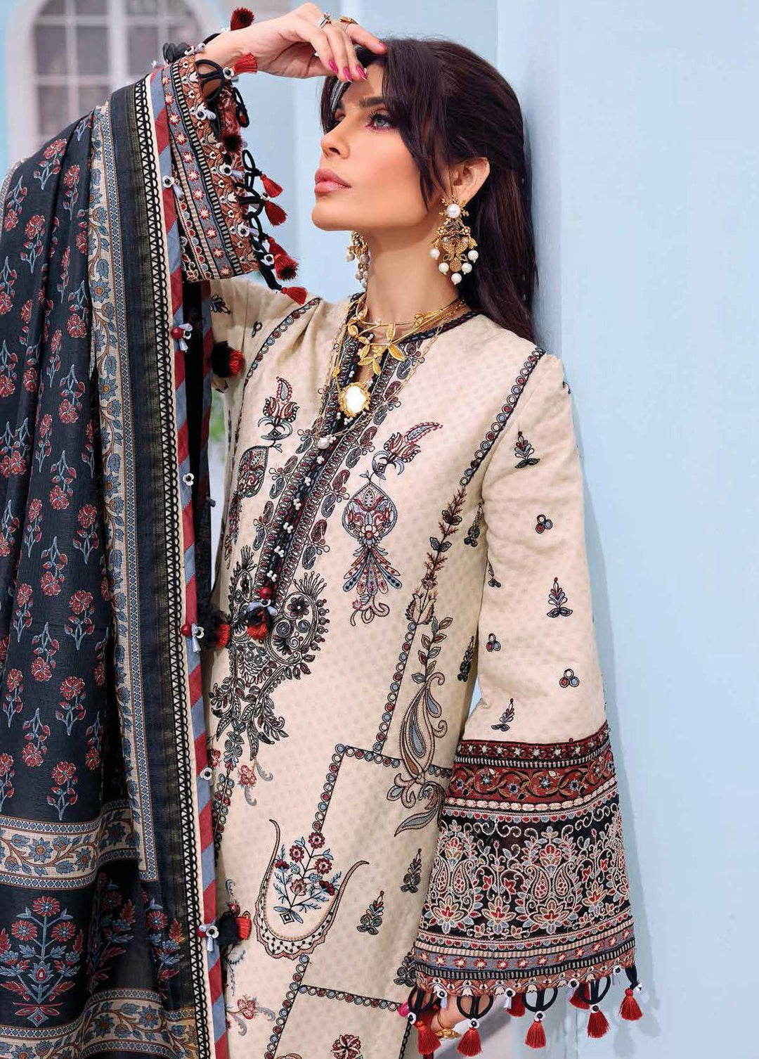 Afsana By Anaya Embroidered Dobby Suits Unstitched 3 Piece AKC22A AL22-14 Farah - Luxury Collection