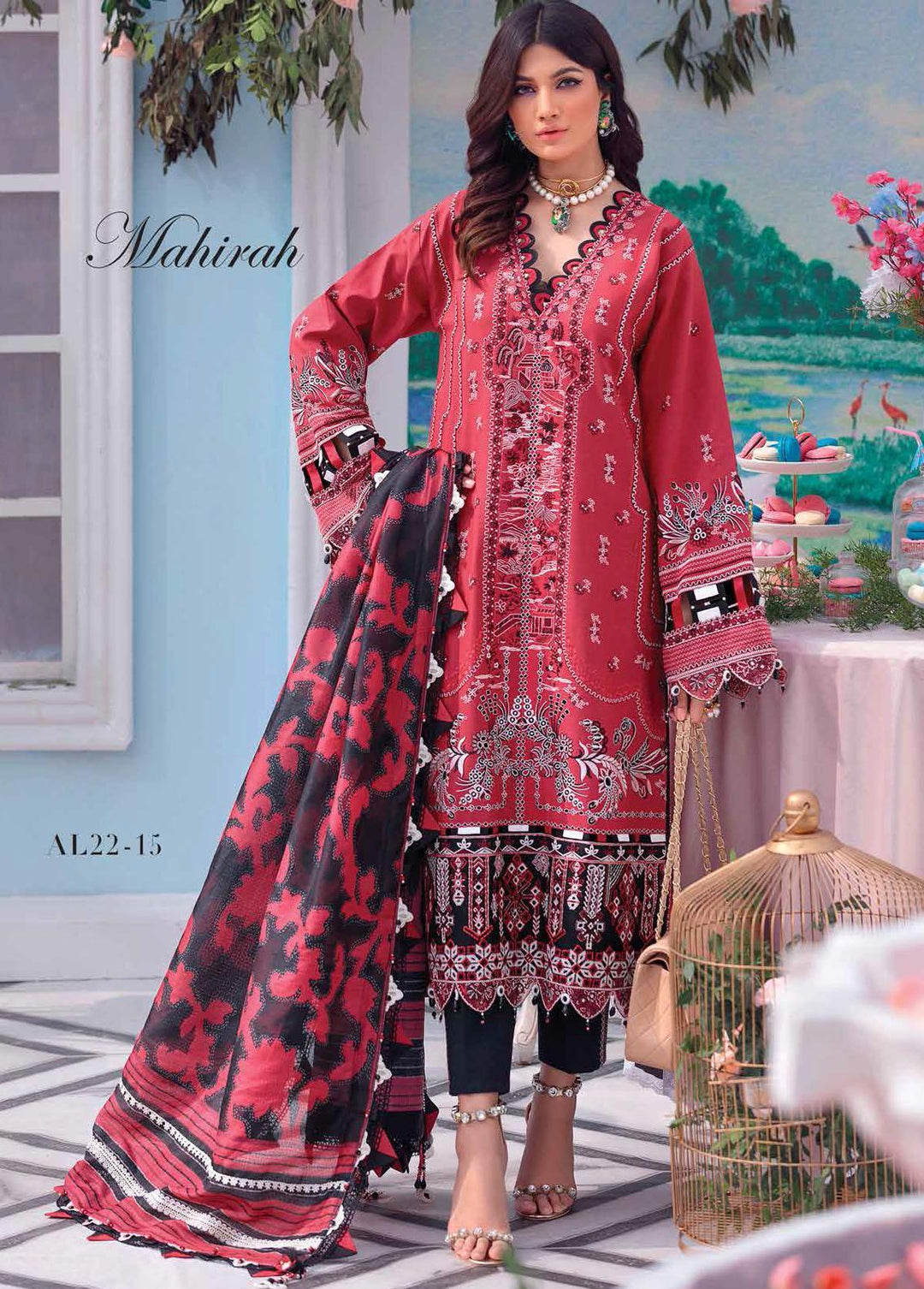 Afsana By Anaya Embroidered Lawn Suits Unstitched 3 Piece AKC22A AL22-15 Mahirah - Luxury Collection