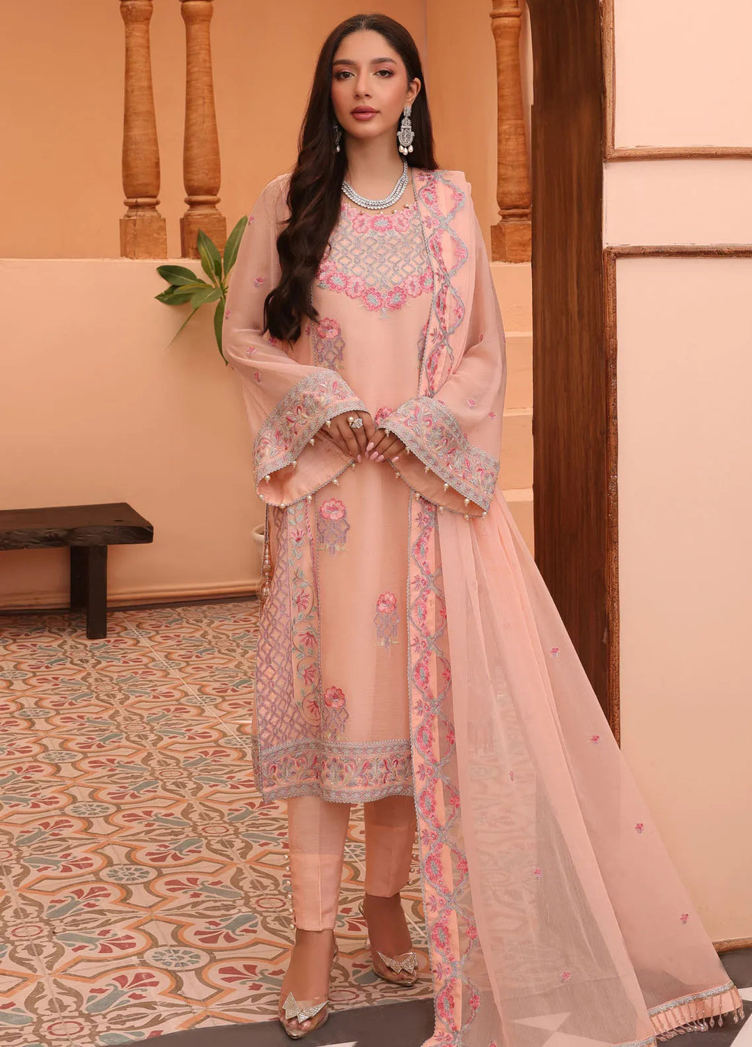 Afsana By Sheen Embroidered Chiffon Suit Unstitched 4 Piece SSL24A SLUA01 Nigar - Formal Collection