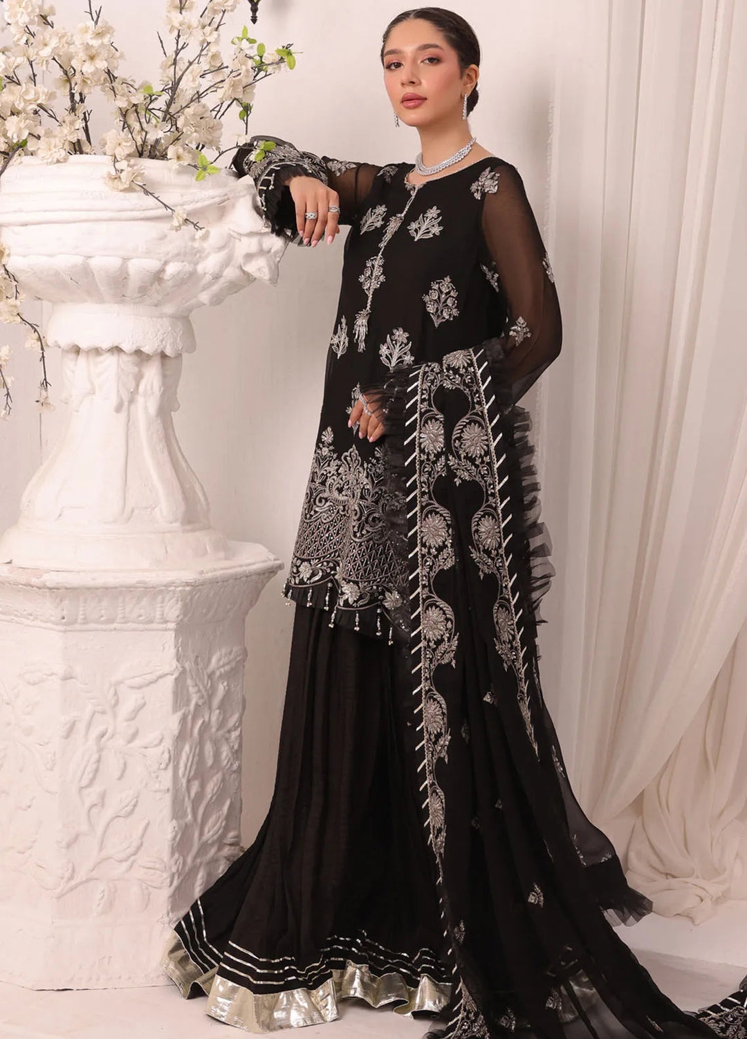 Afsana By Sheen Embroidered Chiffon Suit Unstitched 4 Piece SSL24A SLUA02 Nazm - Formal Collection