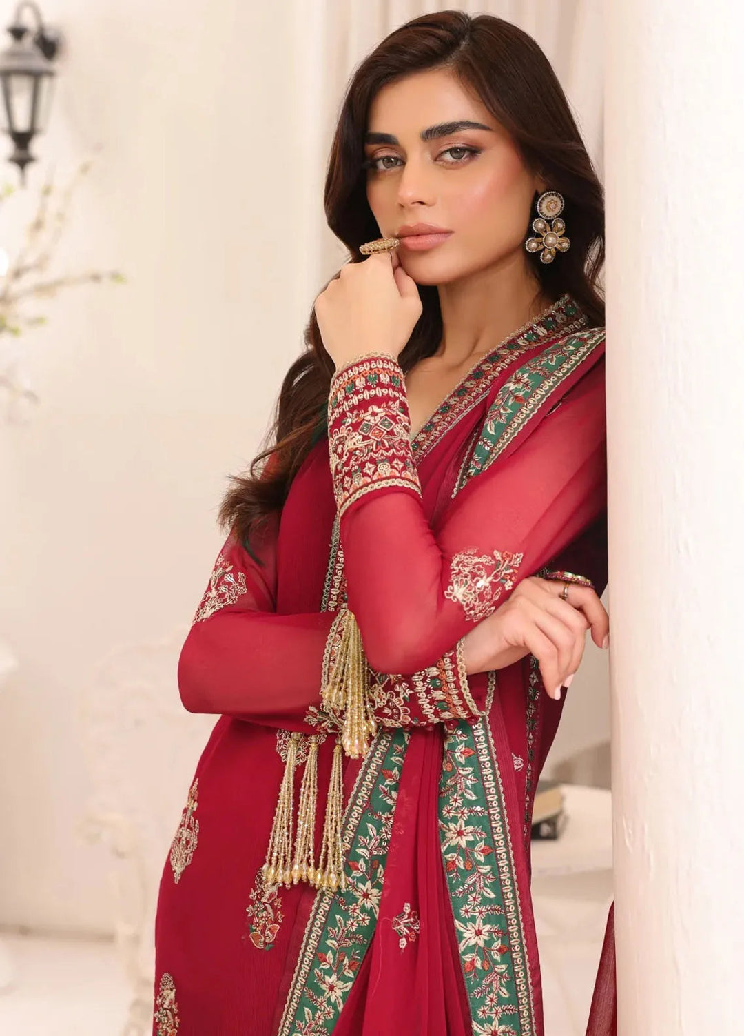 Afsana By Sheen Embroidered Chiffon Suit Unstitched 4 Piece SSL24A SLUA03 Uroosa - Formal Collection