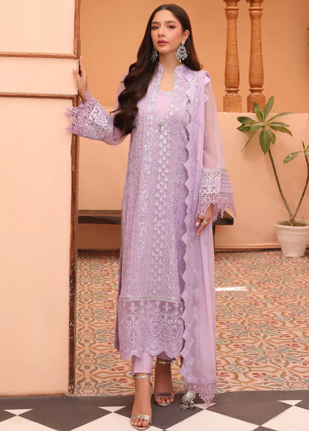 Afsana By Sheen Embroidered Chiffon Suit Unstitched 4 Piece SSL24A SLUA05 Seher - Formal Collection