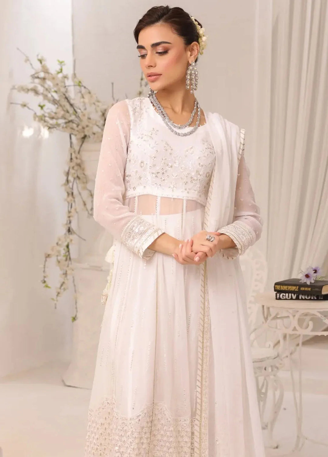 Afsana By Sheen Embroidered Chiffon Suit Unstitched 4 Piece SSL24A SLUA08 Chandni - Formal Collection