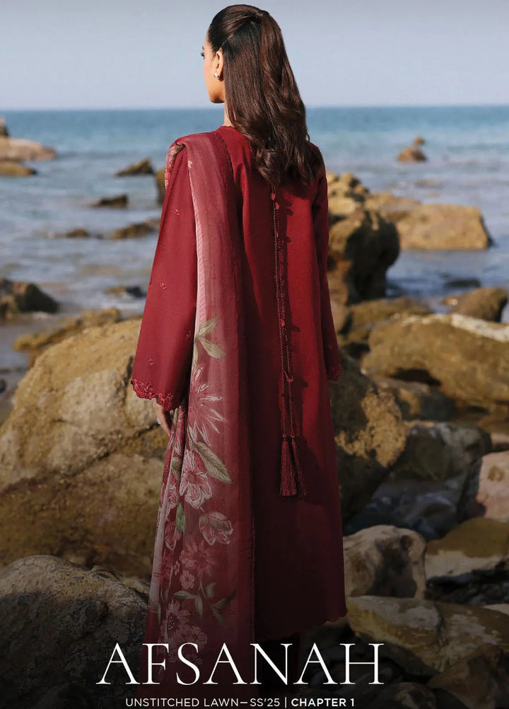 Afsanah by Seran Embroidered Lawn Suit Unstitched 3 Piece SRN25AL D-02 Mehru - Summer Collection