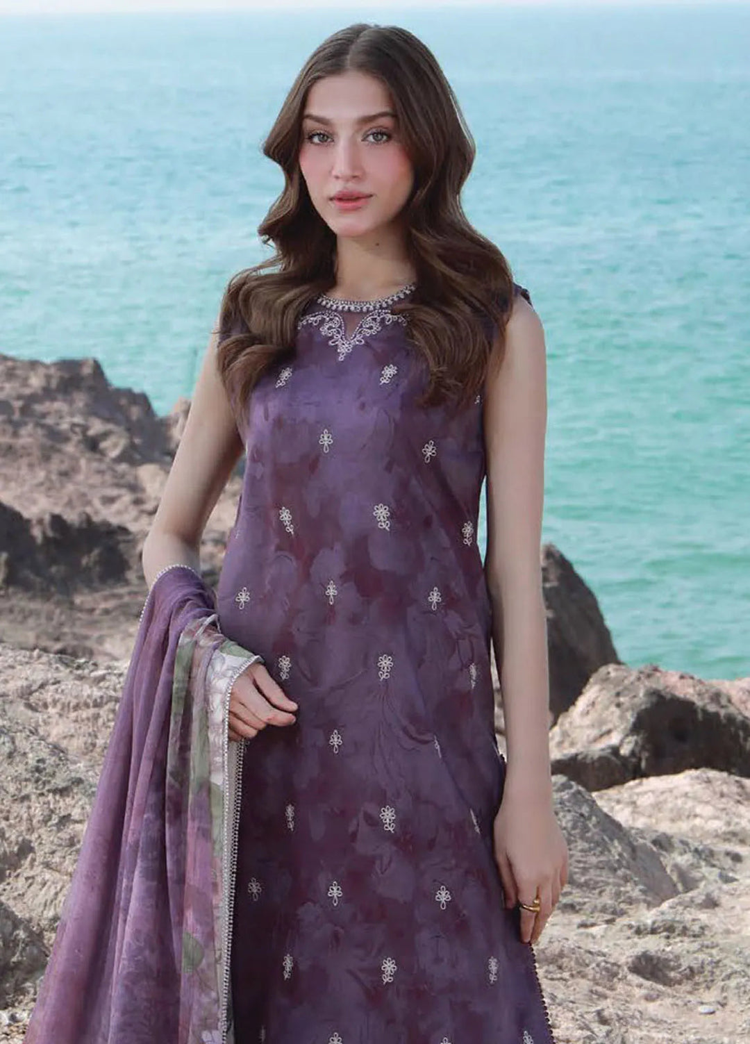 Afsanah by Seran Embroidered Lawn Suit Unstitched 3 Piece SRN25AL D-03 Myra - Summer Collection